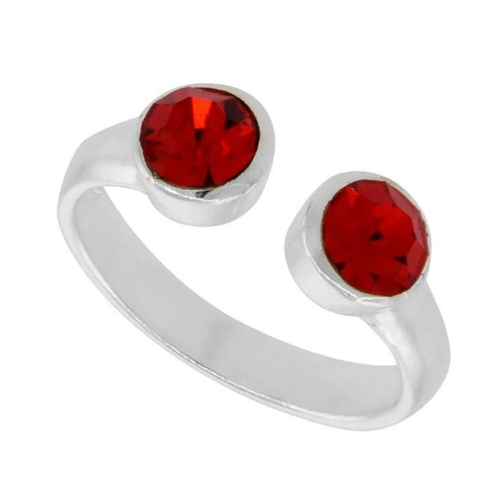 Ruby-colored Crystals (July-Birthstone) Adjustable Toe Ring / Kid's Ring in Ster